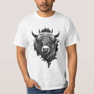 Buffalo Bison Wild Animal Nature Illustration Art  T-Shirt