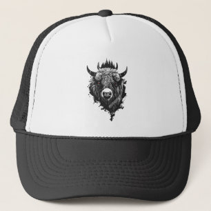 Buffalo Bison Wild Animal Nature Illustration Art Trucker Hat