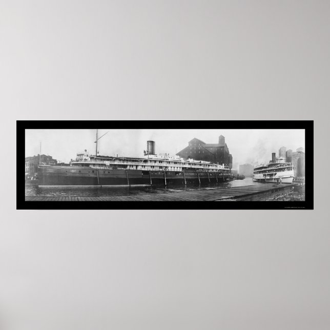 Buffalo Boat Docks, NY Photo 1909 Poster (Front)