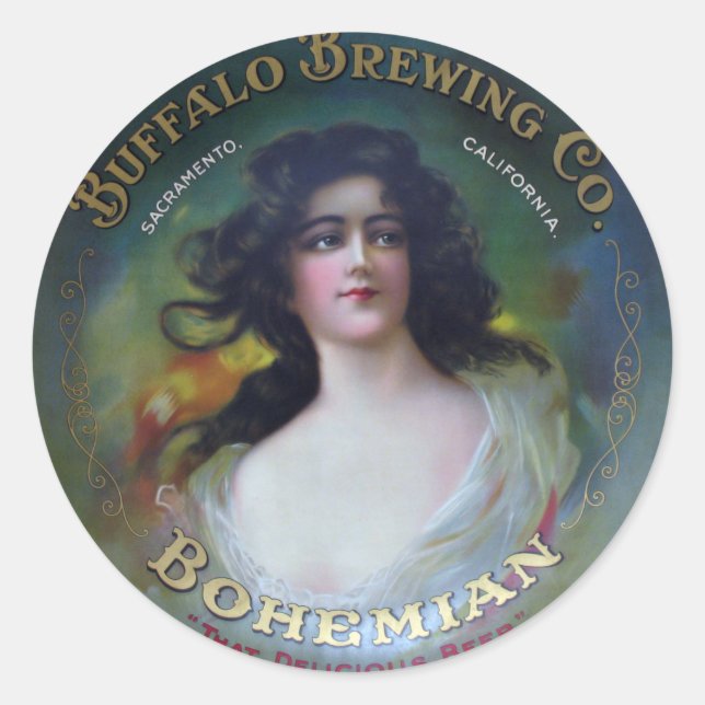 Buffalo Brewing Company, Sacramento, CA Classic Round Sticker (Front)