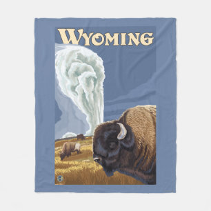 Buffalo by Old Faithful Vintage Travel Poster Fleece Blanket