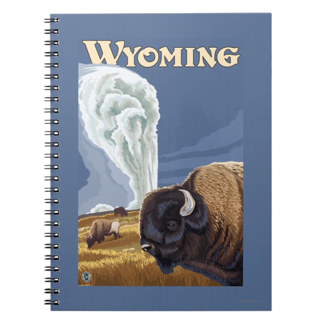 Buffalo by Old Faithful Vintage Travel Poster Notebook (Front)