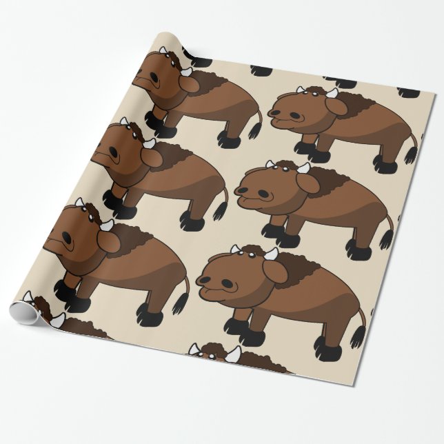 buffalo cartoon wrapping paper (Unrolled)
