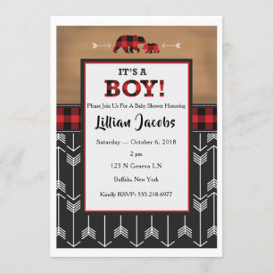 Buffalo Check Baby Boy Invitation
