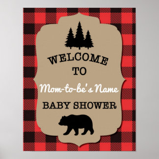 Buffalo Check Baby Shower Welcome Sign 