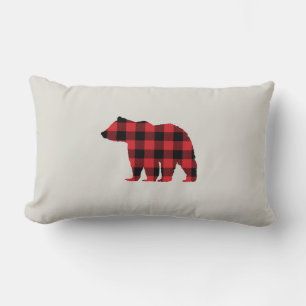 Buffalo Check Bear Wilderness Cabin Throw Pillow