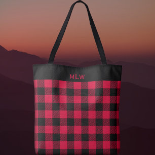Buffalo Check-Black and Red Tote Bag