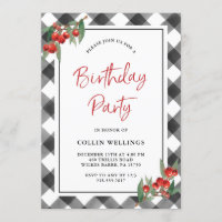 Buffalo Check Black & White Custom Birthday Party