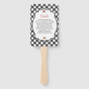 Buffalo Check Black White Plaid Wedding Thank You Hand Fan