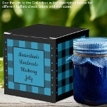 Buffalo Check - Blue and Black - Classic Favour Box<br><div class="desc">Classic blue and black buffalo check favour box. Text on both sides of the box is customisable. If you use the 'edit design' button/tool,  you can also add your own images/photos. Other colorways available.

See the Collection of all box sizes & buffalo check colours here:
https://www.zazzle.com/collections/boxes_product_promotional_gift_buffalo_check-119842043554925619</div>
