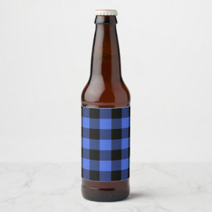 Buffalo Check Blue & Black Lumberjack Plaid Decor Beer Bottle Label