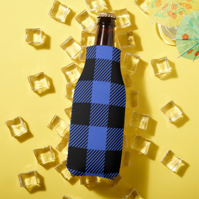 Buffalo Check Blue & Black Lumberjack Plaid Decor Bottle Cooler (In Situ Summer)