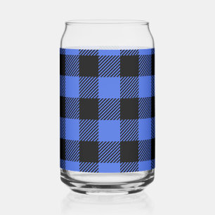 Buffalo Check Blue & Black Lumberjack Plaid Decor Can Glass