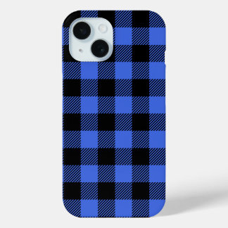 Buffalo Check Blue & Black Lumberjack Plaid Decor iPhone 15 Case