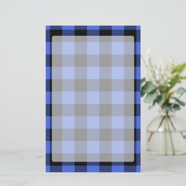 Buffalo Check Blue & Black Lumberjack Plaid Decor Stationery (Standing Front)