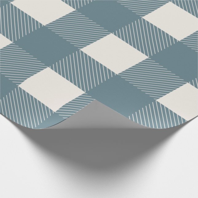 Buffalo Check Blue Simple Stylish Christmas Wrapping Paper (Corner)