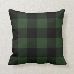 Buffalo Check Celtic Green and Black Squares Plaid Cushion