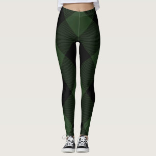 Buffalo Check Celtic Green and Black Squares Plaid Leggings