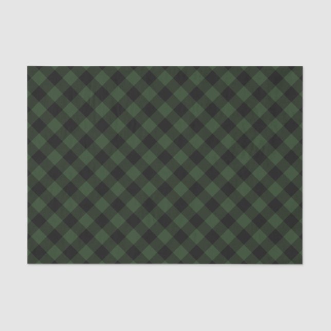 Buffalo Check Celtic Green and Black Squares Plaid Tissue Paper (Front)