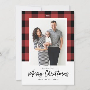 Buffalo Check Christmas Photo Card
