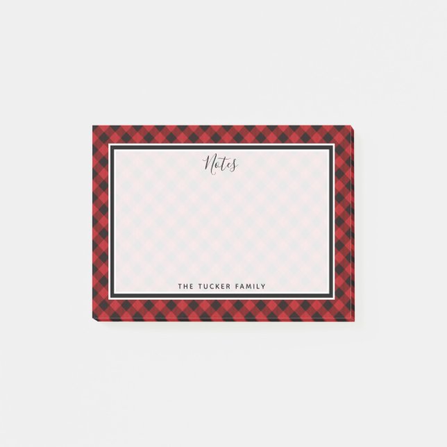 Buffalo Check Christmas Plaid Red and Black Post-it Notes (Front)
