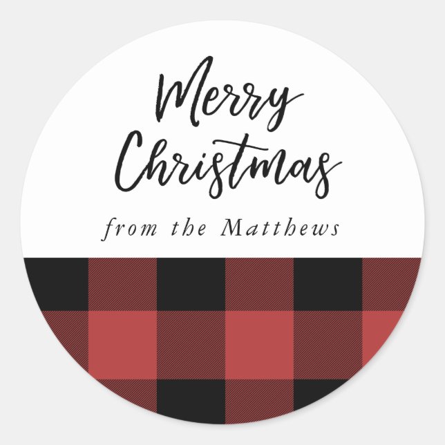 Buffalo Check, Christmas Sticker (Front)