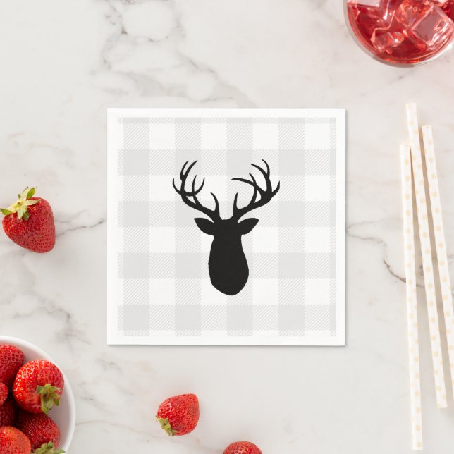 Buffalo Check Deer Wilderness Cabin Napkin (Insitu)