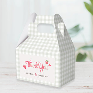 Buffalo Check Girl's Berry First Birthday Party Favour Box