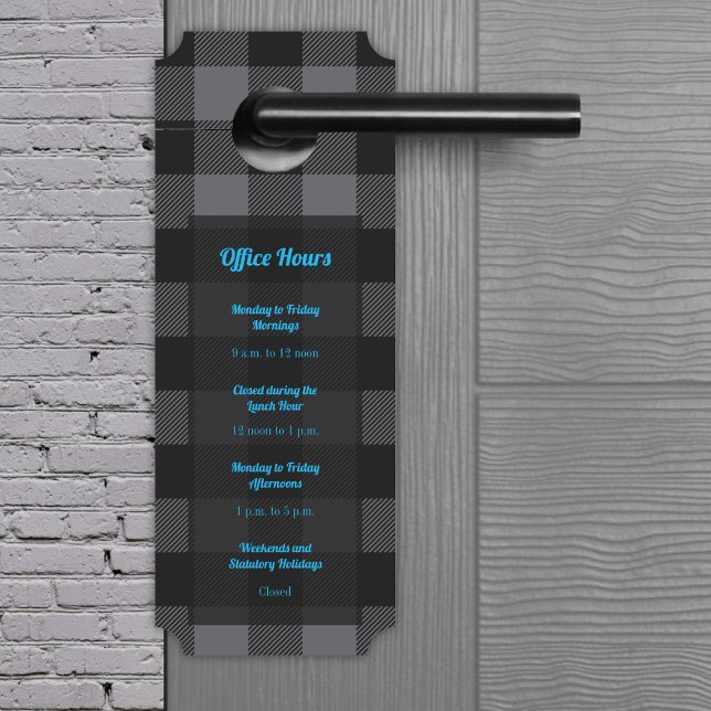 Buffalo Check - Grey and Black Door Hanger (Buffalo Check - Gray and Black Door Hanger by Office Accessories Shop)