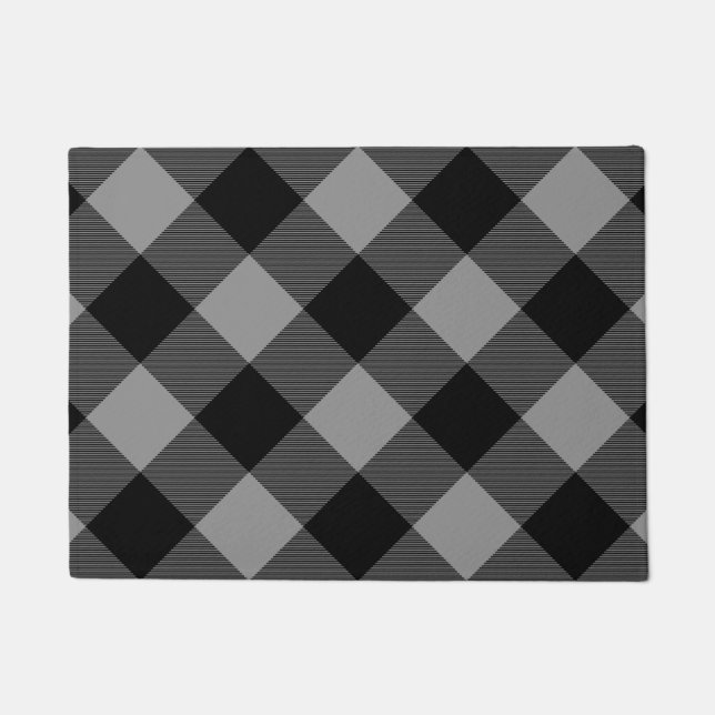 Buffalo Check Grey and Black Squares Plaid Doormat (Front)