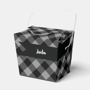 Buffalo Check Grey Black Gift Containers Favour Box
