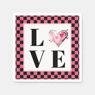 Buffalo check heart "LOVE" valentine  Napkin