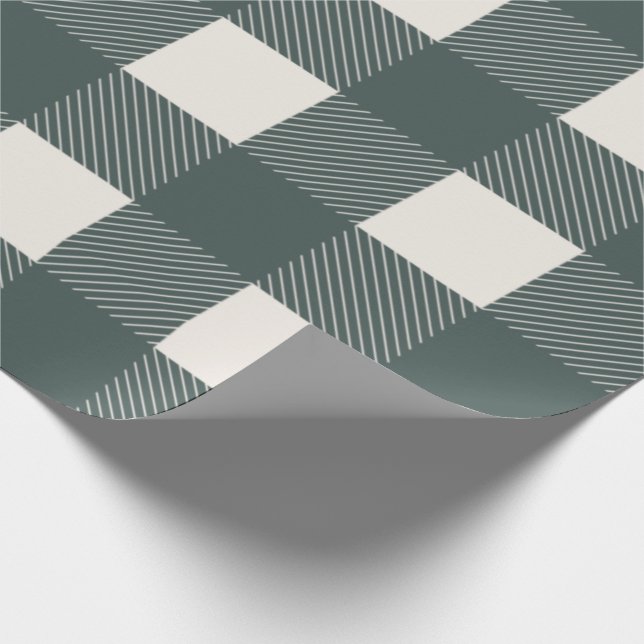 Buffalo Check Hunter Green Simple Stylish Trendy Wrapping Paper (Corner)