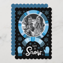 Buffalo Check Let it Snow Photo Blue Black