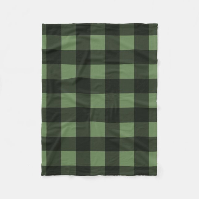 Buffalo Check Lumberjack Plaid Custom Colour Green Fleece Blanket (Front)