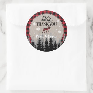 Buffalo Check Lumberjack Thank You Classic Round Sticker