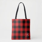 Buffalo Check Monogrammed Tote