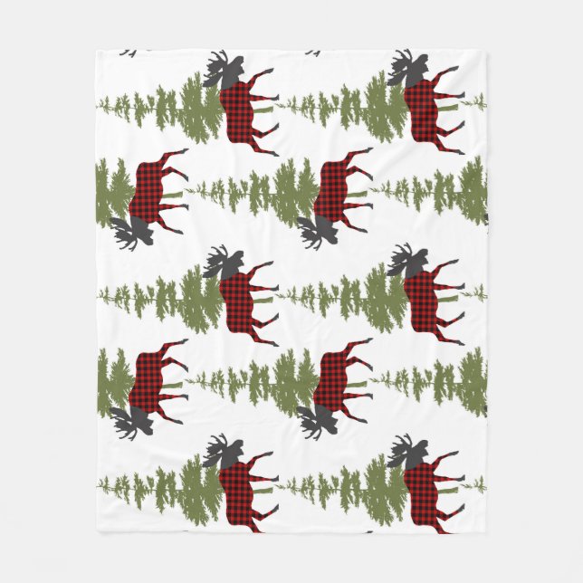 Buffalo Check Moose Fleece Blanket (Front)