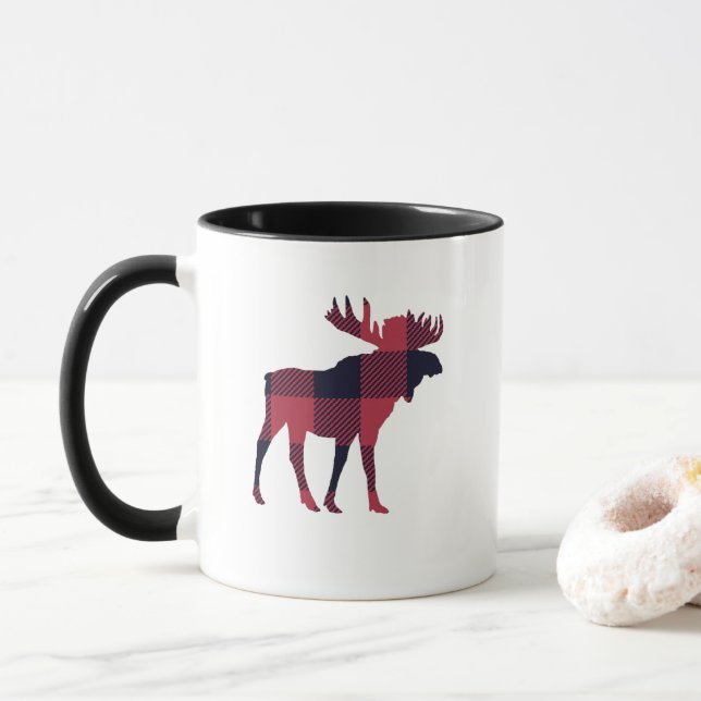Buffalo Check Moose Wilderness Cabin Mug (With Donut)