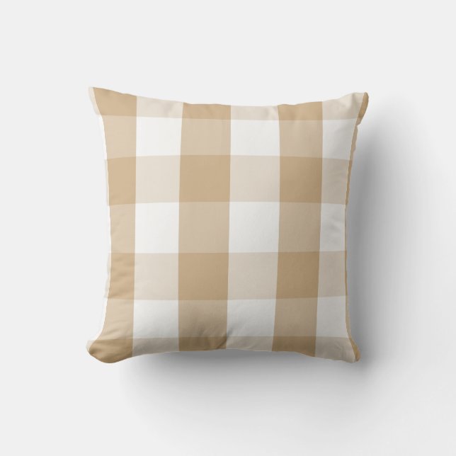 Buffalo Check - neutral tan white Throw Pillow (Front)