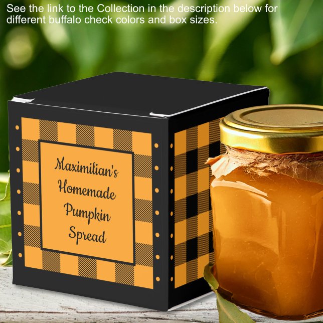 Buffalo Check - Orange and Black - Classic Favour Box (Buffalo Check - Orange and Black - Classic Favor Boxes by Leapfroglisics Shop)
