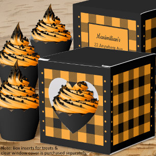 Buffalo Check - Orange and Black - Heart Favour Bo Favour Box