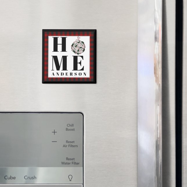 Buffalo check ornament "Home" personalised Magnet (In Situ (Fridge))