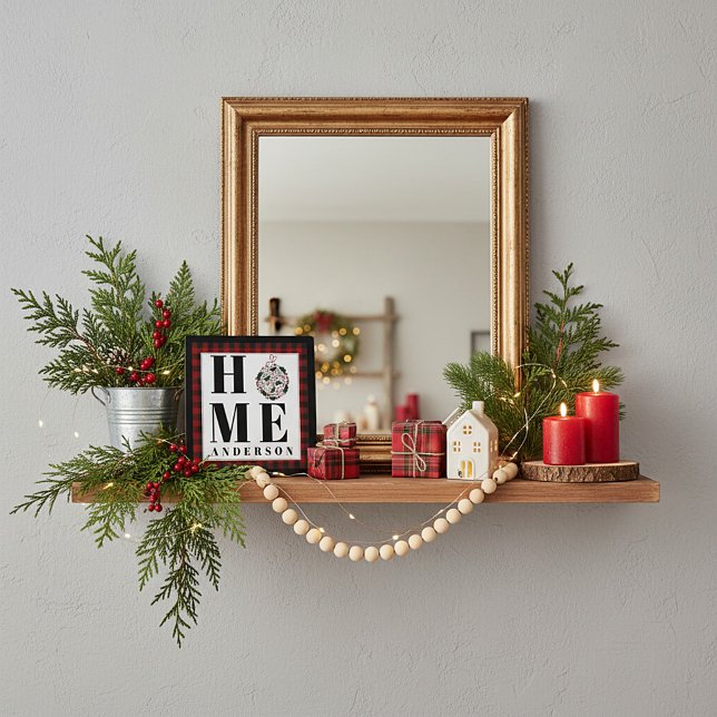 Buffalo check ornament "Home" personalised Plaque (Creator Uploaded)