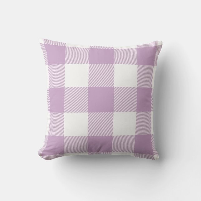 Buffalo Check Pastel Lavender Purple Cushion (Front)