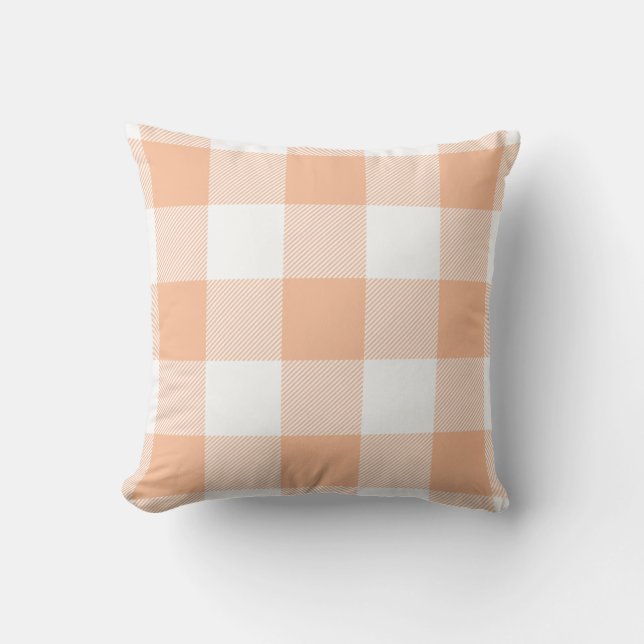 Buffalo Check Pastel Peach Cushion (Front)