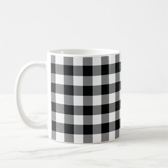 Buffalo Check Pattern Black Check Coffee Mug (Left)