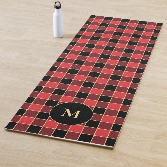 Buffalo Check Pattern Monogram Custom Colours SVG Yoga Mat (In Situ)