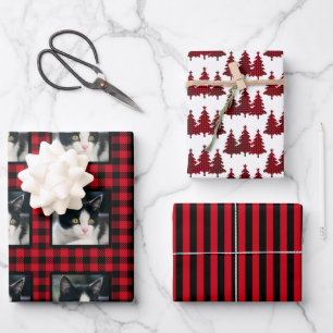 Buffalo Check Pet Photo Christmas Wrapping Paper Sheet