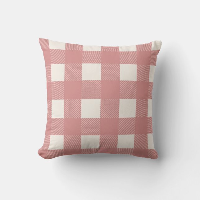 Buffalo Check Pink Plaid Christmas Holiday Cushion (Front)